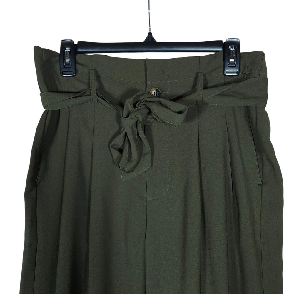 Madewell Womens Pants 4 Olive Green Paperbag Cropped Tapered Tie Waist Trouser - Picture 2 of 12
